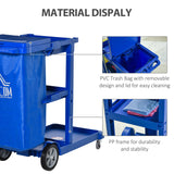Commercial Janitorial Cart with 3 Tier Shelves