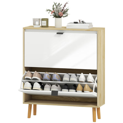 Narrow Shoe Cabinet, High Gloss Shoe Storage Cabinet with