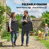 8 Piece Patio Table and Chairs Set with Folding Chairs, Tempered Glass Tabletop and Umbrella for Garden