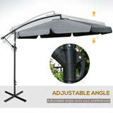 11 FT Cantilever Patio Umbrella Offset Parasol with Cross Base and 8 Ribs for Garden