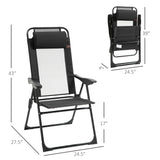 Set of 4 Camping Chairs, Outdoor Folding Lounge Chair Set with 5 Level Adjustable Backrest, Removable Headrest