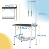 Table de toilettage pour chien avec bras réglable, plateau à mailles, 35