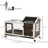 Rabbit Cage with Wheels, Tray for Indoor Outdoor