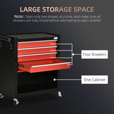 4-Drawer Tool Chest with 4 Wheels, Rolling Tool Box and Storage Cabinet