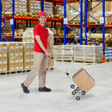 6-Wheels Stair Climber Hand Truck, Dolly Heavy Duty Folding Steel Load Cart with Adjustable Telescoping Handle for Moving