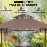 8' x 5' BBQ Grill Gazebo Tent with Double Tiered Canopy for Outdoor Sun Shade