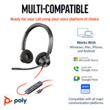 HP Poly Blackwire 3320 Casque stéréo USB-C +Adaptateur USB-C/A