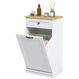 Laundry Cabinet with Removable Basket and Drawer, Tilt-Out Laundry Hamper for Bathroom