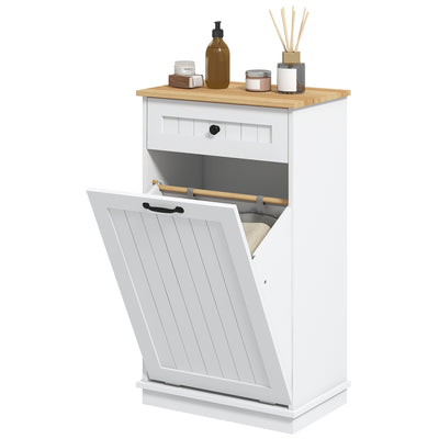 Laundry Cabinet with Removable Basket and Drawer, Tilt-Out Laundry Hamper for Bathroom
