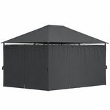 Gazébo patio acier toit souple 13' x 10' chapiteau fête tente avec 6 rideaux amovibles et trous de drainage