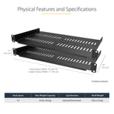 StarTech.com Paquet de 2 tablettes de montage en rack 1U, Console cantilever ventilée