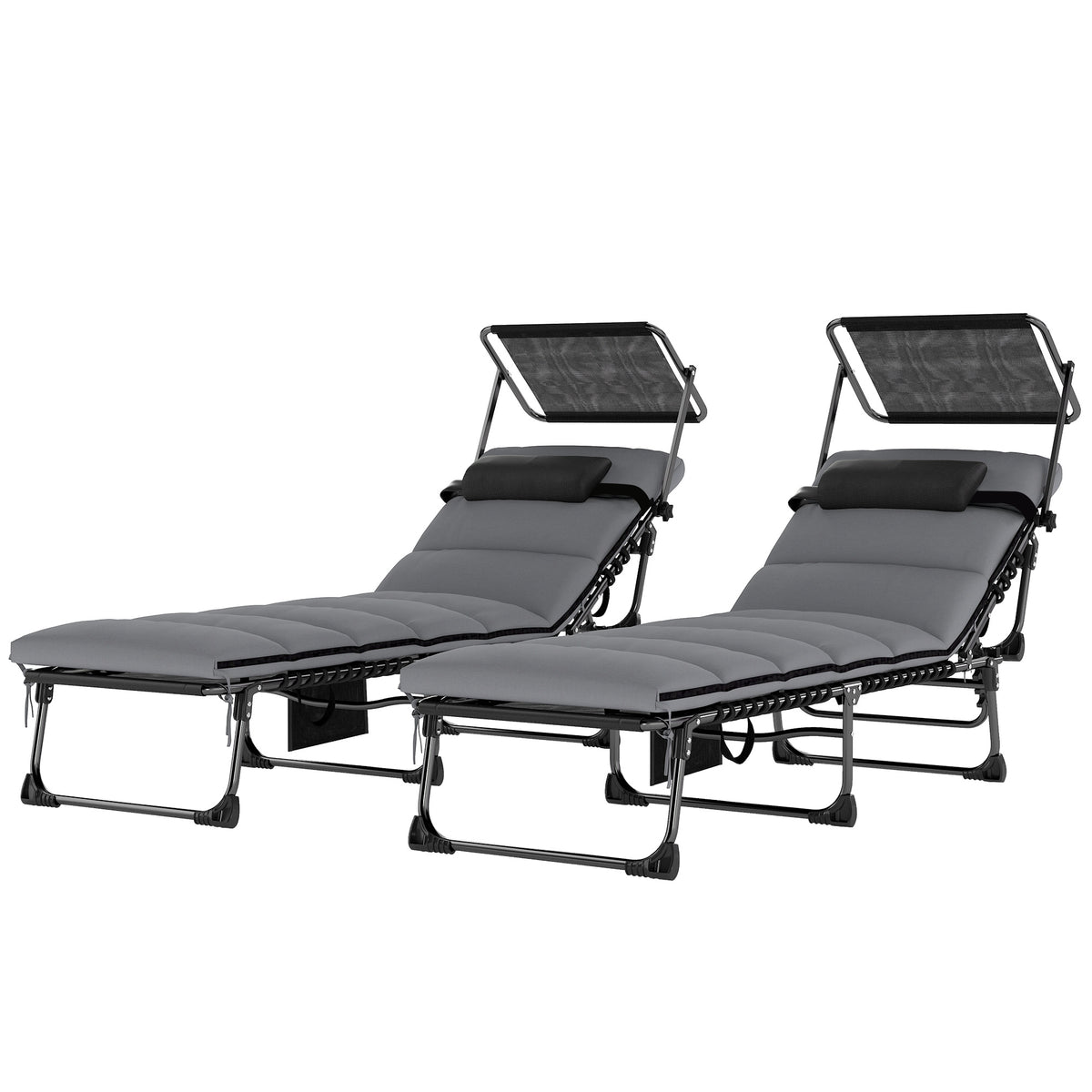 Chaises longues extérieures 2 pcs chaises longues pliables avec position 5 ajustable