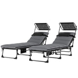 Chaises longues extérieures 2 pcs chaises longues pliables avec position 5 ajustable