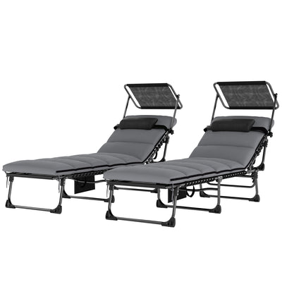Outdoor Chaise Lounge Chairs, 2 PCS Folding Lounge Chairs with Adjustable 5-Position