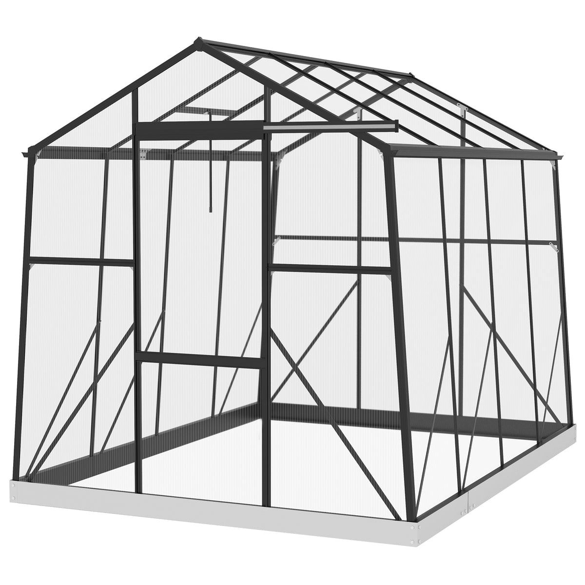 6' x 8' Walk-in Polycarbonate Greenhouse Aluminium Green House with Sliding Door, 5-Level Roof Vent