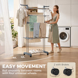 5-Tier Clothes Drying Rack, Foldable Laundry Drying Rack with Wheels