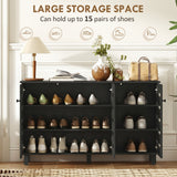 Shoe Cabinet with 3 Slatted Doors, 3-tier Shelving Rack Cabinet with Adjustable Shelves for 15 Pairs of Shoes