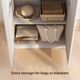 Wardrobe Cabinet with Hanging Rod, Anti-Tipping and 2 Barn Doors
