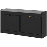 Rangement à chaussures avec siège, banc d'entrée rembourré, banc à chaussures avec 2 tiroirs basculants et 4 évents pour 8 paires