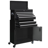 6-Drawer Rolling Tool Chest, 2 in 1 Lockable Storage Cabinet with Hooks, Metal Tool Box for Garage