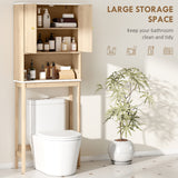 Armoire de Rangement au-Dessus de la Toilette avec Tablette Ajustable, Tablette Ouverte et Barre Inférieure Ajustable