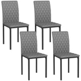 Modern Dining Chairs Set of 4, Upholstered Faux Leather Kitchen Chairs with Rhombic Tufting and Metal Legs for Living Room