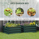 2' x 2' x 1' 2-Pieces Raised Garden Bed with Galvanised Steel Frame for Vegetables