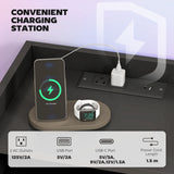 Wall Mounted Bedside Table, Set of 2 Floating Nightstand with Charging Station, Drawer and Open Shelf for Bedroom