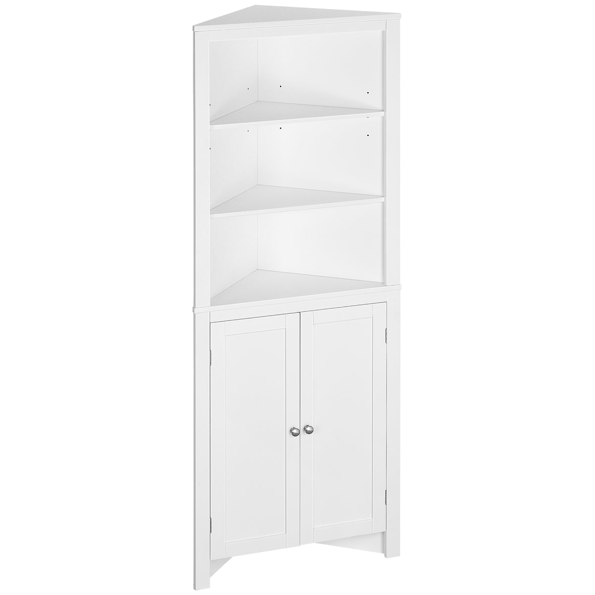 Tall Bathroom Storage Cabinet, Corner Cabinet with Doors, Linen Cabinet with Doors and 3-Tier Shelves