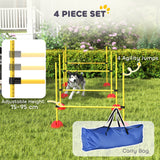 Dog Agility Training Equipment, 4 PCS Obstacle Course with Height Adjustable Jump Hurdle and Bag