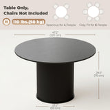 Round Dining Table for 4-6, 47 Inch Kitchen Table with Fluted Pedestal Base