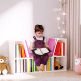 6-Cubby Bookcase with Seat Cushion, Cube Storage Shelf with Reading Nook for Home Office