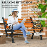 47 Inch Outdoor Garden Bench, Slatted Seat Back, 528 lbs. Capacity