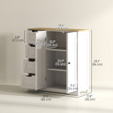 Freestanding Bathroom Floor Cabinet, Modern Bathroom Cabinet with Adjustable Shelf, 4 Drawers and 2 Doors