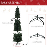 6FT Artificial Christmas Tree Xmas Pencil Tree Holiday Home Indoor Decoration with Foldable Black Stand for Party