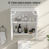 Medicine Cabinet, Modern Bathroom Wall Cabinet with 2 Arched Doors and Gold Handles