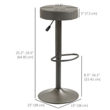 Lot de 2 tabourets de bar modernes réglables, Tabouret de bar pivotant avec repose-pieds, Plateau rond en similicuir pour cuisine
