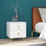 Bedside Table, Modern Nightstand with 2 Drawers, Side End Table with Metal Legs for Living Room