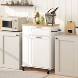 Rolling Kitchen Island with Trash Can Storage, Kitchen Island on Wheels with Spice & Rack, Drawer for Kitchen