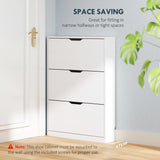 Meuble de Rangement Étroit pour Chaussures, Cabinet pour Chaussures avec 3 Tiroirs Basculants