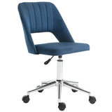 Mid Back Office Chair Velvet Fabric Swivel Scallop Shape Computer Desk Chair