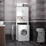 Modern Over The Toilet Storage Cabinet, Double Door Over Toilet Bathroom Organizer with Adjustable Shelf and Open Shelf