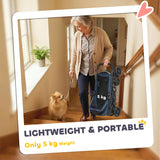 Foldable Pet Stroller for Small Dogs and Cats with 4 Wheels, Mesh Windows, Storage Tray