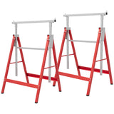 Set of 2 Adjustable Telescopic Builders Trestle, DIY Steel Work Bench Carpenter, Folding Saw Horse Tools