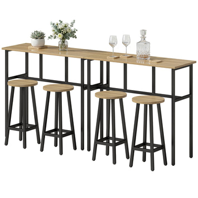 Bar Table Set of 6, Bar Table and Stools for 4, 2 Breakfast Tables and 4 Stools for Living Room