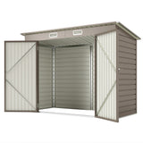 Cabanon de rangement de jardin galvanisé 8 x 4 pi, cabanon métallique d'extérieur avec portes doubles et 2 aérateurs