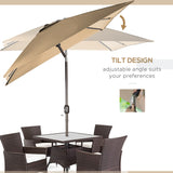 6.5x10ft Patio Umbrella, Rectangle Market Umbrella with Aluminum Frame and Crank Handle