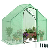 6 x 3.3 x 5.5ft Walk-in Garden Greenhouse with Door & Top Window, Outdoor Hot House Growing Tent with Steel Frame & PE Cover