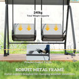 Patio Swing Chair w/Adjustable Canopy Outdoor Porch Swing w/Dual Independent Seats 2-Seat