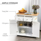Rolling Kitchen Island Trolley Storage Cart with Rubber Wood Top, 3-Tier Spice Rack